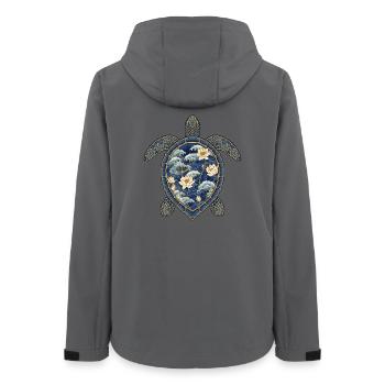 Turtle Porcelain Pattern - Lotus & Waves - Women’s Recycled Softshell Jacket by Stanley/Stella - anthracite - Back - AI Model Female 172 light (172cm)