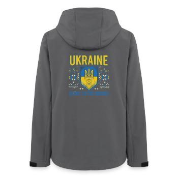 Ukraine Crest Glory Tee - Women’s Recycled Softshell Jacket by Stanley/Stella - anthracite - Back - AI Model Female 172 light (172cm)