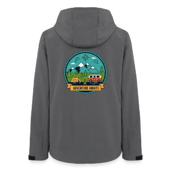 Badge de camping d’aventure en pleine nature - Veste softshell femme recyclée Stanley/Stella - charbon - Dos - AI Model Female 172 light (172cm)