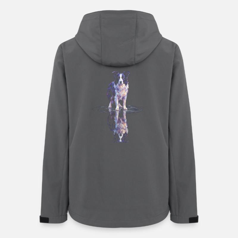 Border Collie Wasserreflexion - Frauen Recycelte Softshelljacke von Stanley/Stella - Anthrazit