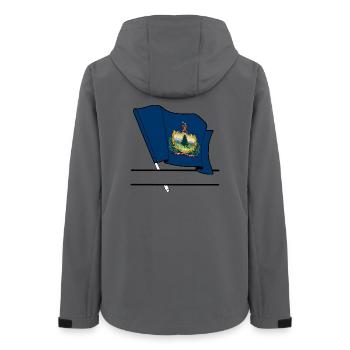 Bannière de texte du drapeau du Vermont - Veste softshell femme recyclée Stanley/Stella - charbon - Dos - AI Model Female 172 light (172cm)