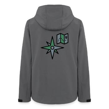 Kompass Landkarte Wandern Geocaching Survival - Frauen Recycelte Softshelljacke von Stanley/Stella - Anthrazit - Hinten - AI Model Female 172 light (172cm)