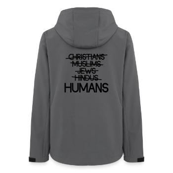 Les humains avant la religion - Message - Veste softshell femme recyclée Stanley/Stella - charbon - Dos - AI Model Female 172 light (172cm)