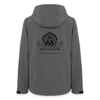 Monogramme d’élevage de poulets avec deux poulets - Veste softshell femme recyclée Stanley/Stella - charbon - Dos - AI Model Female 172 light (172cm)