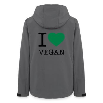 I LOVE VEGAN Veganer - Women’s Recycled Softshell Jacket by Stanley/Stella - anthracite - Back - AI Model Female 172 light (172cm)