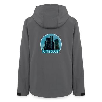 Detroit Skyline Retro Blau Logo - Frauen Recycelte Softshelljacke von Stanley/Stella - Anthrazit - Hinten - AI Model Female 172 light (172cm)