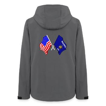 USA and state of Wisconsin flag crossed - Women’s Recycled Softshell Jacket by Stanley/Stella - anthracite - Back - AI Model Female 172 light (172cm)