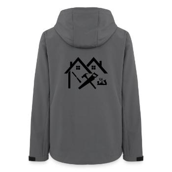 Zimmermann Logo Haus hammer Säge Meißel und Hobel - Frauen Recycelte Softshelljacke von Stanley/Stella - Anthrazit - Hinten - AI Model Female 172 light (172cm)