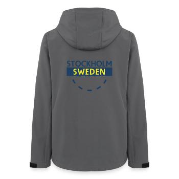 Stockholm Sweden Bold Text - Women’s Recycled Softshell Jacket by Stanley/Stella - anthracite - Back - AI Model Female 172 light (172cm)