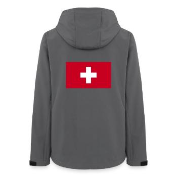 Switzerland National Flag - Women’s Recycled Softshell Jacket by Stanley/Stella - anthracite - Back - AI Model Female 172 light (172cm)