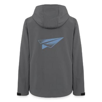 Silhouette d'avion en papier style grunge - Veste softshell femme recyclée Stanley/Stella - charbon - Dos - AI Model Female 172 light (172cm)