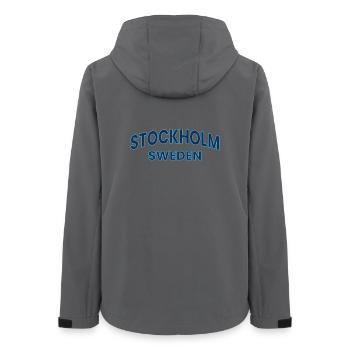 Stockholm Sweden Neon Outline - Women’s Recycled Softshell Jacket by Stanley/Stella - anthracite - Back - AI Model Female 172 light (172cm)