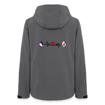 Cardio-Herz mit Flagge Frankreich und Flagge Japan - Frauen Recycelte Softshelljacke von Stanley/Stella - Anthrazit - Hinten - AI Model Female 172 light (172cm)