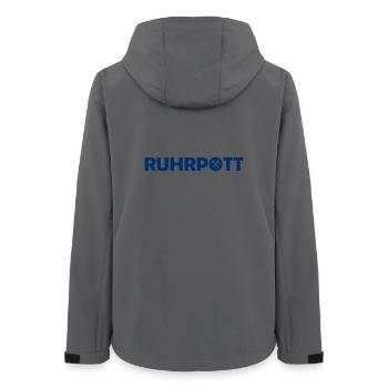 Ruhrpott - Dat hat wat mittn Herz zu tun - Zeche - Frauen Recycelte Softshelljacke von Stanley/Stella - Anthrazit - Hinten - AI Model Female 172 light (172cm)