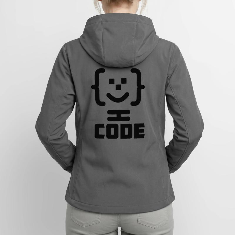Main programmer code logo with text CODE Women’s Recycled Softshell Jacket by Stanley/Stella