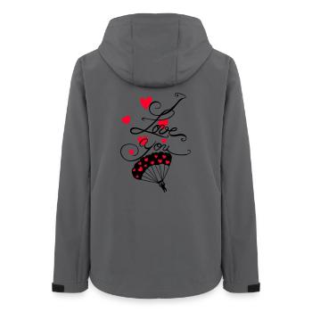 Parachutist with I love you lettering - Women’s Recycled Softshell Jacket by Stanley/Stella - anthracite - Back - AI Model Female 172 light (172cm)