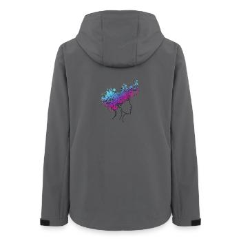 Kosmischer Gedankenfluss – Abstraktes Kopfdesign - Frauen Recycelte Softshelljacke von Stanley/Stella - Anthrazit - Hinten - AI Model Female 172 light (172cm)