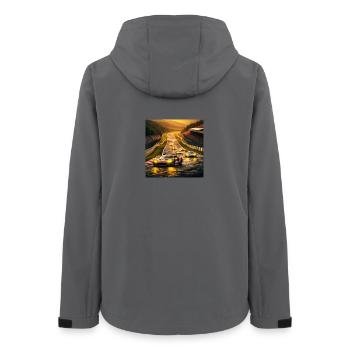 Race track in the evening light - Women’s Recycled Softshell Jacket by Stanley/Stella - anthracite - Back - AI Model Female 172 light (172cm)
