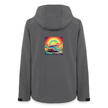 Regenbogen Bus Retroreise - Frauen Recycelte Softshelljacke von Stanley/Stella - Anthrazit - Hinten - AI Model Female 172 light (172cm)
