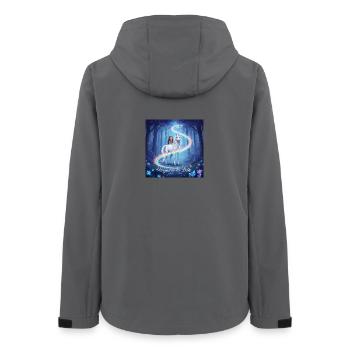 Wegweiser des Lichts im Unicornenwald - Frauen Recycelte Softshelljacke von Stanley/Stella - Anthrazit - Hinten - AI Model Female 172 light (172cm)