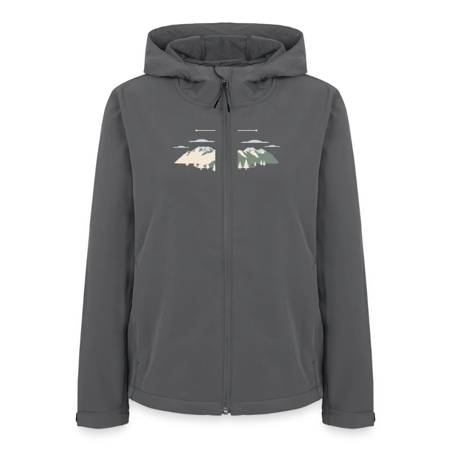 Switzerland badge on a women’s recycled softshell jacket by stanley/stella, anthracite