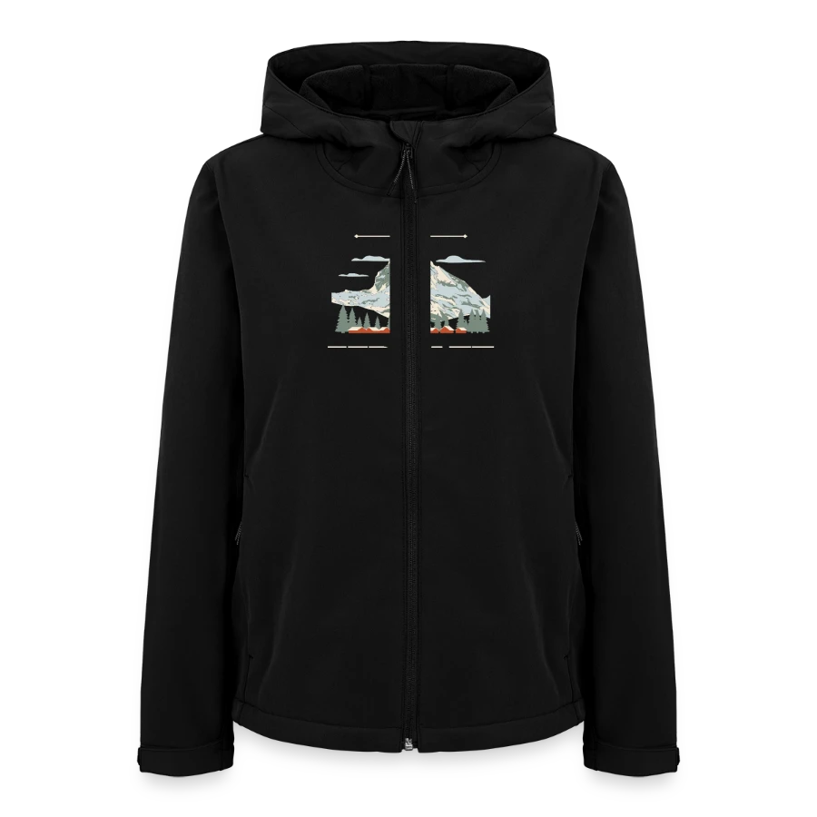 Zermatt badge on a women’s recycled softshell jacket by stanley/stella, black