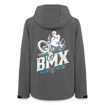 Retro Bmx Bike - Bmx rider aux couleurs vives - Veste softshell femme recyclée Stanley/Stella - charbon - Dos - AI Model Female 172 light (172cm)