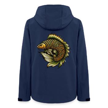 Karpfen Fisch Tattoo look Fantasie Buttje Schuppen - Frauen Recycelte Softshelljacke von Stanley/Stella - Navy - Hinten - AI Model Female 172 light (172cm)