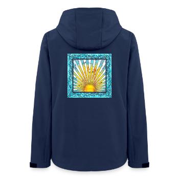 Sonnenaufgang mit Strahlenmuster - Mallorca Ibiza - Frauen Recycelte Softshelljacke von Stanley/Stella - Navy - Hinten - AI Model Female 172 light (172cm)