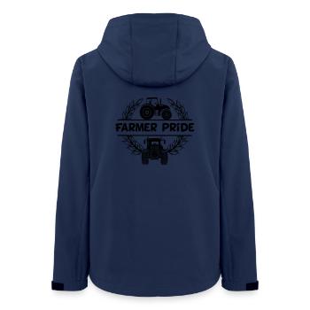 Farmer Power Design Traktor Text Farmer Stolz - Frauen Recycelte Softshelljacke von Stanley/Stella - Navy - Hinten - AI Model Female 172 light (172cm)