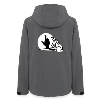 Funny rabbit hand shadow crossing fingers - Women’s Recycled Softshell Jacket by Stanley/Stella - anthracite - Back - AI Model Female 172 light (172cm)