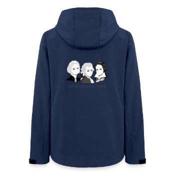 Bach - Mozart - Beethoven en chibi - Veste softshell femme recyclée Stanley/Stella - marine - Dos - AI Model Female 172 light (172cm)