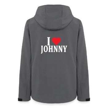 Name T-Shirt I love Johnny T-Shirt Geschenkidee - Frauen Recycelte Softshelljacke von Stanley/Stella - Anthrazit - Hinten - AI Model Female 172 light (172cm)