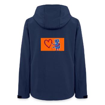 Robotherz auf Neonorange Hintergrund - Frauen Recycelte Softshelljacke von Stanley/Stella - Navy - Hinten - AI Model Female 172 light (172cm)