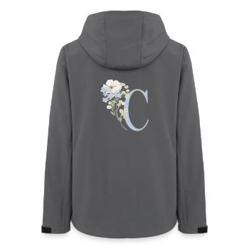 Buchstabe C mit floralem Motiv - Frauen Recycelte Softshelljacke von Stanley/Stella - Anthrazit - Hinten - AI Model Female 172 light (172cm)