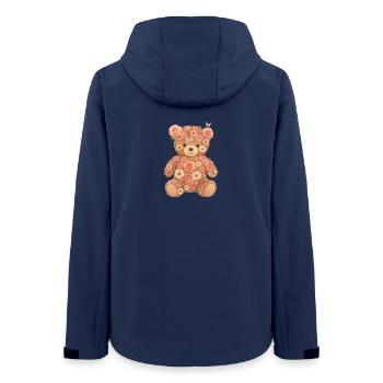 Cute Flower Teddy Bear – Pink Floral Design - Women’s Recycled Softshell Jacket by Stanley/Stella - navy - Back - AI Model Female 172 light (172cm)