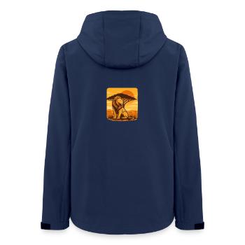 Löwe vor Sonnenuntergang in der Savanne - Frauen Recycelte Softshelljacke von Stanley/Stella - Navy - Hinten - AI Model Female 172 light (172cm)