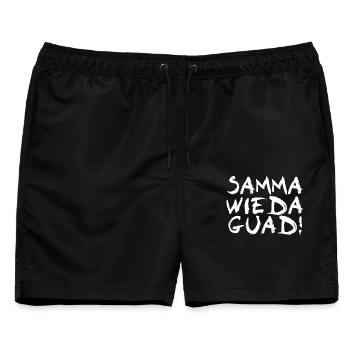 Samma wieda guad - Männer Badeshorts - Schwarz - Vorne - AI Model Male 178 light (178cm)