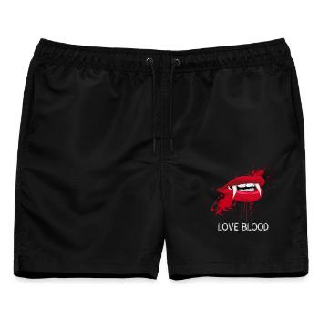 vampir dracula Blut sexy Mund Halloween Horror lol - Männer Badeshorts - Schwarz - Vorne - AI Model Male 178 light (178cm)