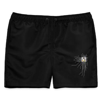 platine Pinguin Core Herz Computer pc Nerd program - Männer Badeshorts - Schwarz - Vorne - AI Model Male 178 light (178cm)