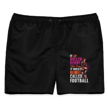 If rollerderby was easy it would be called footbll - Männer Badeshorts - Schwarz - Vorne - AI Model Male 178 light (178cm)