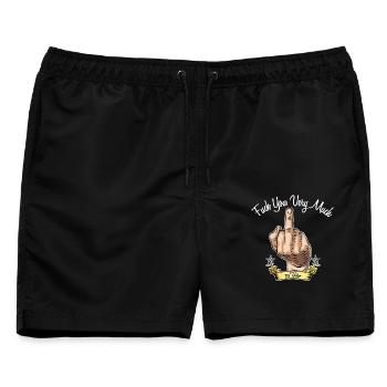 Fuck you very much - Männer Badeshorts - Schwarz - Vorne - AI Model Male 178 light (178cm)