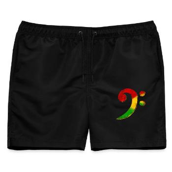 Bassschlüssel Reggae Geschenk für Bassist - Männer Badeshorts - Schwarz - Vorne - AI Model Male 178 light (178cm)