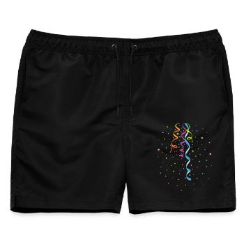 Karneval Luftschlangen Konfetti Silvester Fasching - Männer Badeshorts - Schwarz - Vorne - AI Model Male 178 light (178cm)