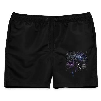 Feuerwerk Pyro Böller Countdown Silvester Party - Männer Badeshorts - Schwarz - Vorne - AI Model Male 178 light (178cm)