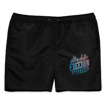 Freerun Parkour | Freerunning Parkour - Männer Badeshorts - Schwarz - Vorne - AI Model Male 178 light (178cm)