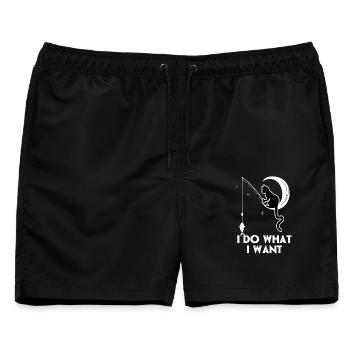 Ich mache was ich will Lustige Katze - Männer Badeshorts - Schwarz - Vorne - AI Model Male 178 light (178cm)
