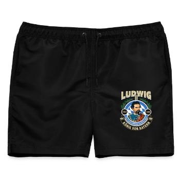 KÖNIG LUDWIG VON BAYERN - Männer Badeshorts - Schwarz - Vorne - AI Model Male 178 light (178cm)