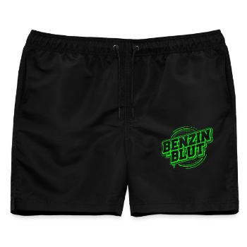 Benzin im Blut - Kfz - Werkstatt - Schrauber - Männer Badeshorts - Schwarz - Vorne - AI Model Male 178 light (178cm)