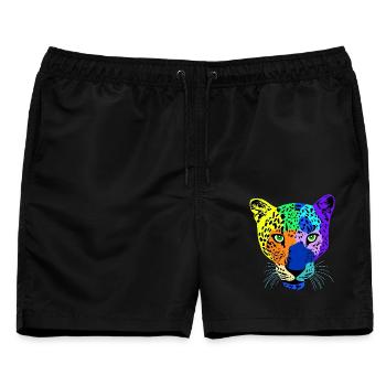 Kunterbunte Safari - Männer Badeshorts - Schwarz - Vorne - AI Model Male 178 light (178cm)
